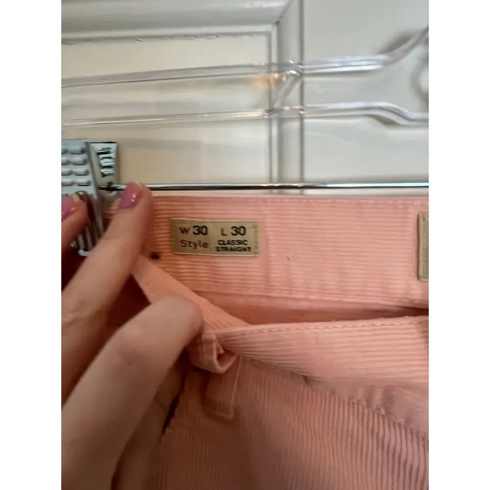 J.Crew Pink Corduroy Pants Classic Straight Leg Preppy Men's W 30 L 30 FLAW